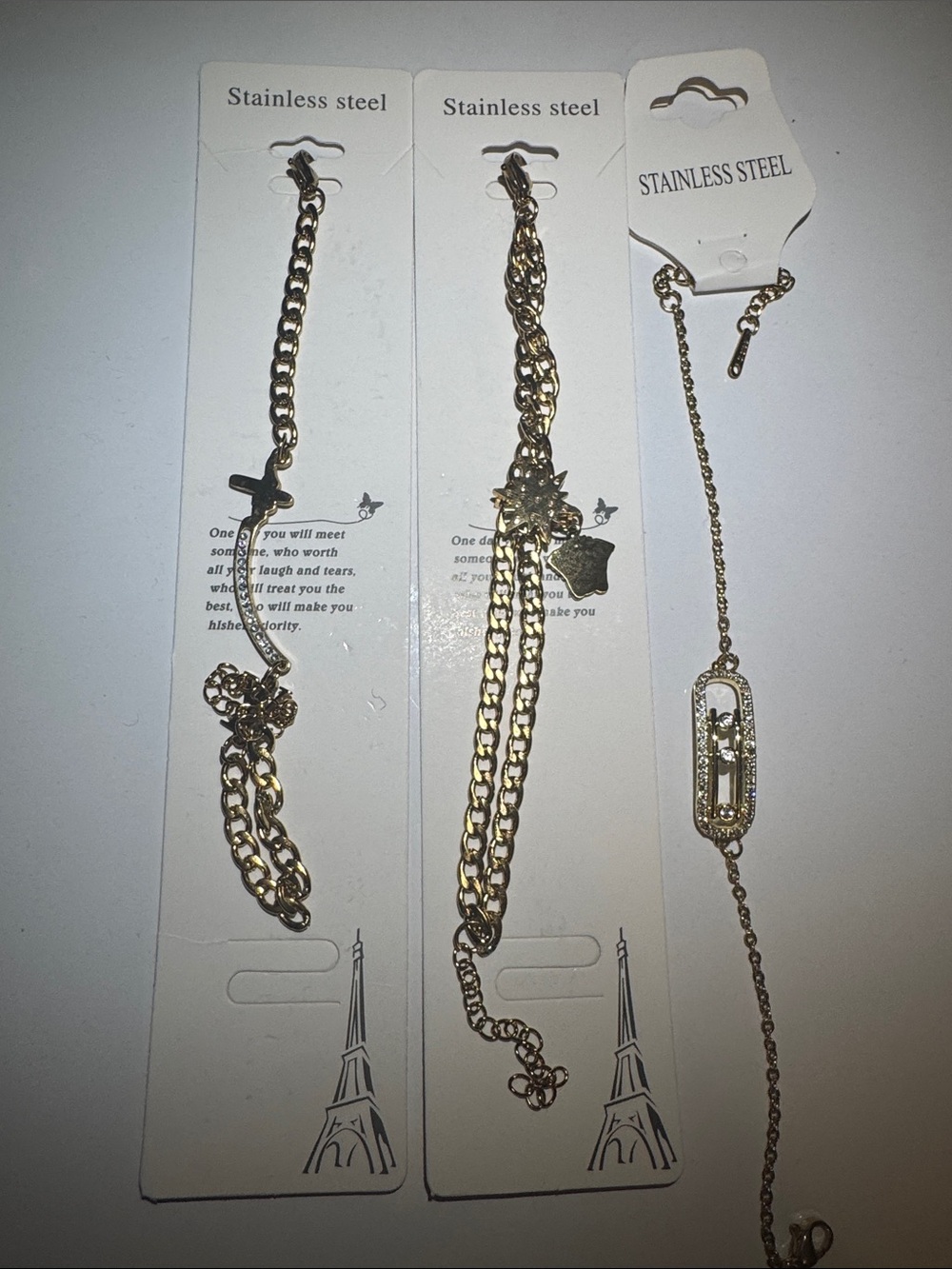 Fashion Jewelry Gold-Tone Women's Bracelet Set - Layered Chain & Charm Styles